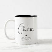 Tasse 2 Couleurs Bridesmaid Mariage Simple Modern Script Nom (Gauche)