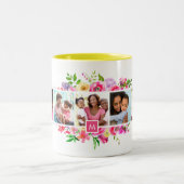 Tasse 2 Couleurs Bright Blooms 5 Photo Collage Monogramme (Centre)
