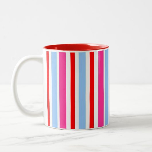 Tasse 2 Couleurs Bright Red and Blue Candy Stripes (Gauche)