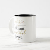 Tasse 2 Couleurs Brillant Beau Brave Nom personnalisé (Devant gauche)