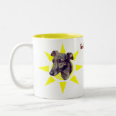 Tasse 2 Couleurs Brindle Greyhound Dog Face Personnalisé (Gauche)
