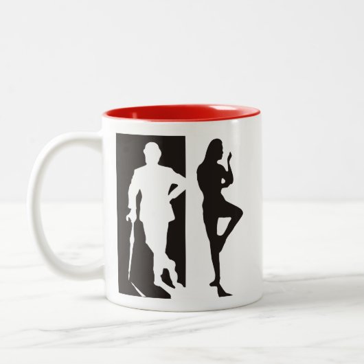 Tasse 2 Couleurs Britanniques Avengers noir et blanc silhouette (Gauche)