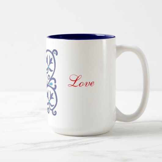 Tasse 2 Couleurs Broderie en bleu folk hongrois (Droit)