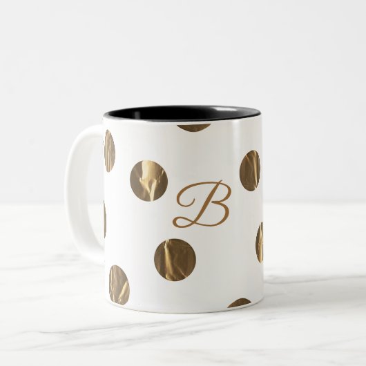 Tasse 2 Couleurs Bronze Faux Shine Pois Moderne tendance chic (Devant gauche)