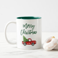 Brosse verte Script Camion Vintage Arbre de Noël