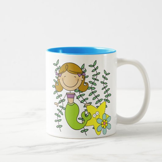 Tasse 2 Couleurs Brown Haired Mermaid (Droit)