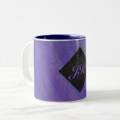Tasse 2 Couleurs Broyeur de bleuets et monogramme noir (Devant gauche)