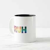Tasse 2 Couleurs Bruh Mème Drôle Dire Bro Saluer Gay LGBT Pride (Devant gauche)
