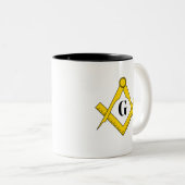 Tasse 2 Couleurs "Brûler avec la fraternité : Carré et boussole maç (Devant droit)