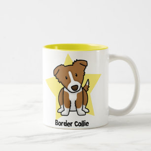 Tasse 2 Couleurs Brun border collie d'étoile de Kawaii