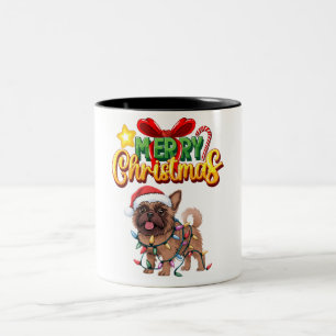 Tasse 2 Couleurs Bruxelles Griffon Flammes de Noël Jeu de Noël Chif