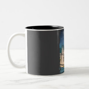 Tasse 2 Couleurs Budapest Hongrie Vintage Minimal Retro Travel Post
