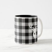 Tasse 2 Couleurs Buffle noir rustique Chèque Cerf Monogramme (Devant droit)