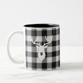 Tasse 2 Couleurs Buffle noir rustique Chèque Cerf Monogramme (Gauche)