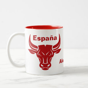Tasse 2 Couleurs Bull stylisé nom personnalisé & taches de texte