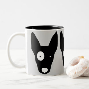 TASSE 2 COULEURS BULL TERRIER : ILLUSTRATION GRAPHIQUE NOIRE ET BLA