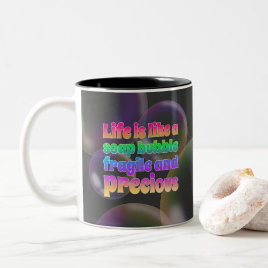 Tasse 2 Couleurs Bulle de savon | fragile et précieux (Avec donut)