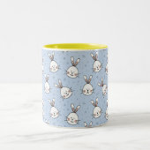 Tasse 2 Couleurs Bunnies Pâques blancs sur bleu clair (Centre)