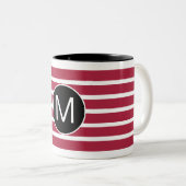 Tasse 2 Couleurs Burgundy and Black Striped Monogram (Devant droit)