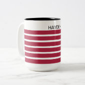 Tasse 2 Couleurs Burgundy and Black Striped Personalised (Devant gauche)