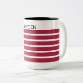 Tasse 2 Couleurs Burgundy and Black Striped Personalised (Devant droit)