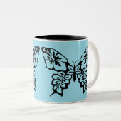 Tasse 2 Couleurs Butterfly Stencil on Blue (Devant droit)
