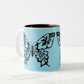 Tasse 2 Couleurs Butterfly Stencil on Blue (Devant gauche)