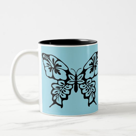 Tasse 2 Couleurs Butterfly Stencil on Blue (Gauche)