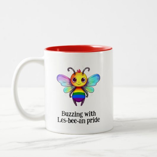 Tasse 2 Couleurs Buzzing avec Les-bee-an-pride LGBT (Gauche)