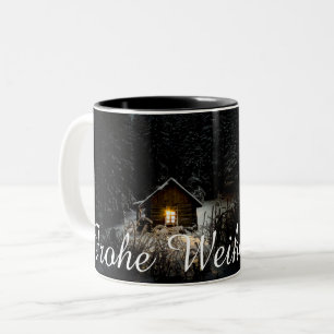 Tasse 2 Couleurs Cabane mystique dans la forêt profonde, Noël