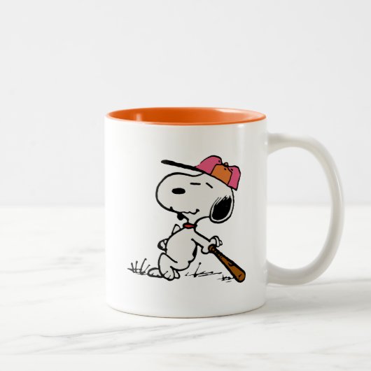 Tasse 2 Couleurs cacahuètes | Snoopy at Bat (Droit)