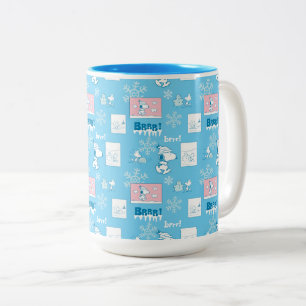 Tasse 2 Couleurs cacahuètes   Snoopy Snow Day Motif