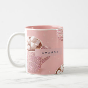Tasse 2 Couleurs Cacao Chaud Pailleté Personnalisé Esthétique Paste