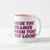 Tasse 2 Couleurs "Cachez la crémeuse" - KoffeeKat (Devant droit)