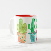Tasse 2 Couleurs Cactus d'aquarelle (Devant gauche)