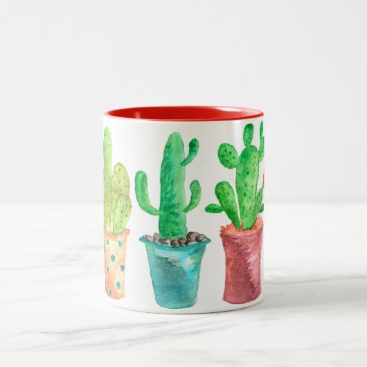 Tasse 2 Couleurs Cactus d'aquarelle (Centre)