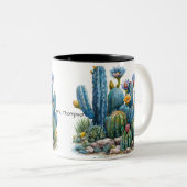 Tasse 2 Couleurs Cactus florissants et succulents (Devant droit)