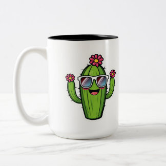 Tasse 2 Couleurs Cactus Mignon PNG - Cactus de Fleur Kawaii avec Lu