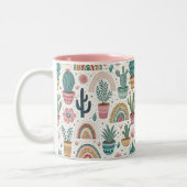 Tasse 2 Couleurs Cactus Pot with Plants, Flowers and Rainbows (Gauche)