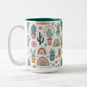 Tasse 2 Couleurs Cactus Pot with Plants, Flowers and Rainbows (Gauche)