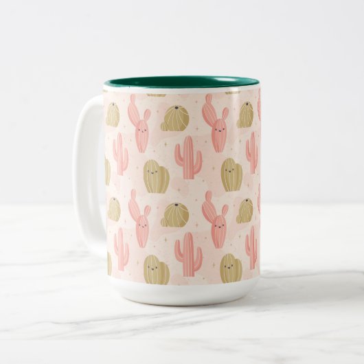 Tasse 2 Couleurs cactus rose (Devant gauche)