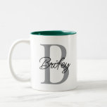 Tasse 2 Couleurs Cadeau d'anniversaire personnalisé subtil initial<br><div class="desc">Cadeau personnalisé Anniversaire Subtil Initial et nom Mug à café à deux tons -</div>