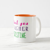 Tasse 2 Couleurs Cadeau d'appréciation de l'enseignant, Merci perso (Devant droit)
