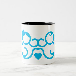 Tasse 2 Couleurs Cadeau d'art en ligne minimaliste de mère et de bé