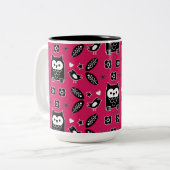 Tasse 2 Couleurs Cadeau d'art populaire de Chouette scandinave (Devant gauche)