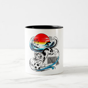 Tasse 2 Couleurs Cadeau de chat de football japonais pour les amate