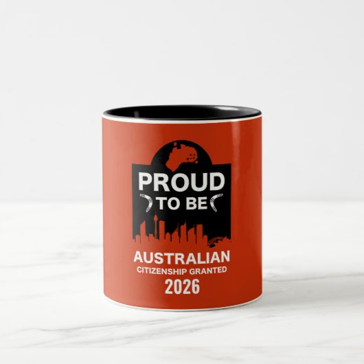 Tasse 2 Couleurs Cadeau de citoyenneté australienne (Centre)