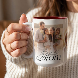Tasse 2 Couleurs Cadeau de Collage de Photos de Maman pour Annivers