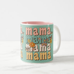 Tasse 2 Couleurs Cadeau de fête des mères coloré Mama Rétro