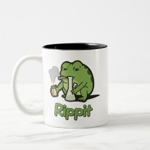 Tasse 2 Couleurs Cadeau de fumeur de grenouille drôle Rippit, Greno